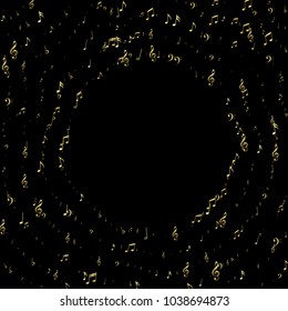 Shimmering Music Note Background. Glamour Party Poster Pattern Design. Glitter Note Icons Texture. Invitation Print Design Background.