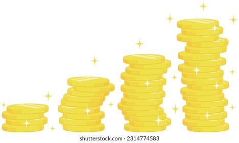 Shimmering Stacked Coin Vector Illustration