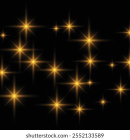 Shimmering stars in various sizes, ideal for elegant designs. Perfect for night sky themes, holiday decorations, and festive illustrations.