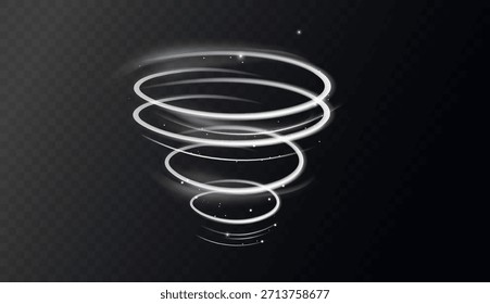 Brillante tornado con Elementos de remolino helado. Escarcha, estética glaciar, movimiento espiral suave con textura congelada. Frío, claridad y luminosidad ártica. Ilustración vectorial para el diseño estacional.