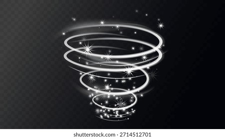 Brillante tornado con Elementos de remolino helado. Escarcha, estética glaciar, movimiento espiral suave con textura congelada. Frío, claridad y luminosidad ártica. Ilustración vectorial para el diseño estacional.