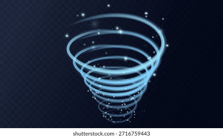 Brillante tornado con Elementos de remolino helado. Escarcha, estética glaciar, movimiento espiral suave con textura congelada. Frío, claridad y luminosidad ártica. Ilustración vectorial para el diseño estacional.