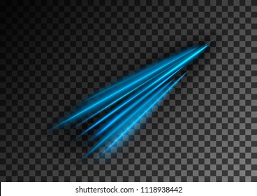 Shimmering waves with light effect isolated on black background. Glittering star dust trail. Abstract motion. Magic lines. Neon effect