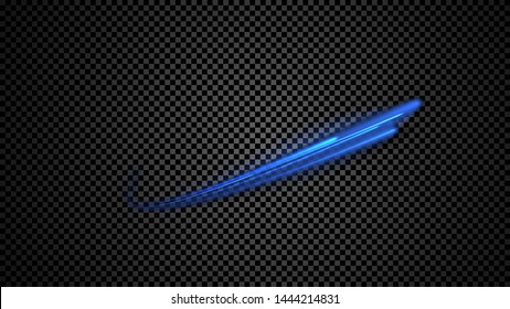 Shimmering waves with light effect isolated on black background. Glittering star dust trail. Abstract motion. Magic lines. Neon effect