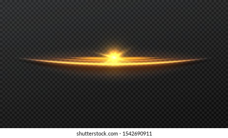 Shimmering waves with light effect isolated on black background. Glittering star dust trail. Abstract motion. Magic lines. Neon effect