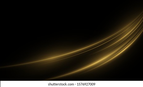 Shimmering waves with light effect isolated on black background. Glittering star dust trail. Abstract motion. Magic lines. Neon effect vector background