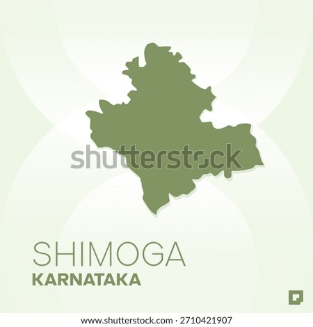 SHIMOGA District Map, Karnataka, India – Editable Vector Outline.