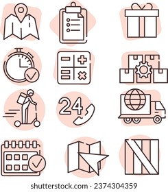Juego de iconos de desplazamiento, ilustración o icono, vector sobre fondo blanco.