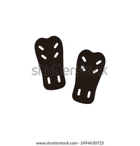 Shin guard icon. Flat silhouette version.