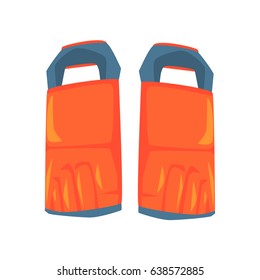 Shin guard protector, martial arts gear. Colorful cartoon vector Illustration