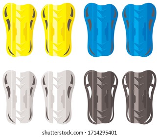 Shin Pads of different colors / Vector illustration.