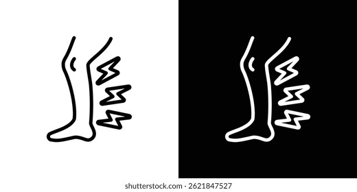 Shin pain icon concept stroke on white background