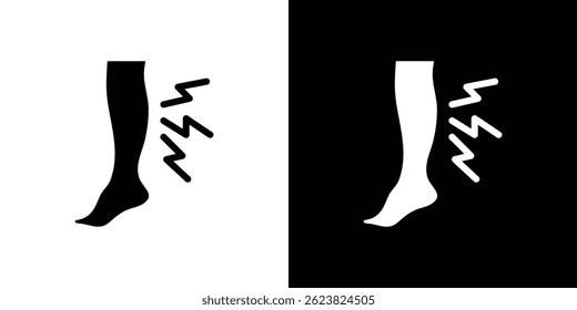 Shin pain icon for logo web mobile app UI design.