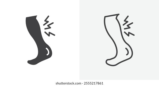 Shin pain icon. outlined vector style.