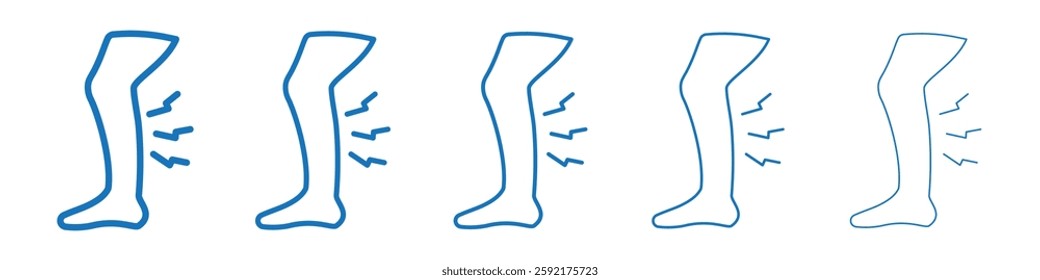 Shin pain icon Symbol collection thin outline set