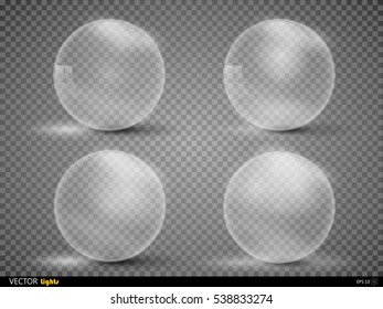 Shine 3D glass spheres, magic balls, crystal orbs vector. Set of glass transparency ball, illustration of glossy crystal ball