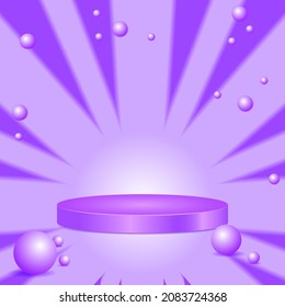 shine abstract background with purple circle podium and bubbles. suitable sale product, flyer, or background promotion