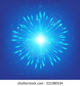 Shine background. Fairy lights. Blue bokeh. Glow vector. star glow. Illustration of a cerulean backdrop. New Year 2017

