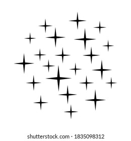 Shine background. Sparkles isolated on white. Black vector stars. 