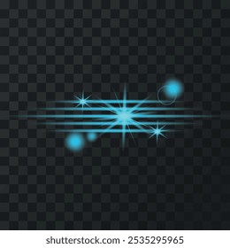 Shine blue bright light effect with rays and highlight glitter	