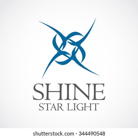 Shine of blue star light abstract vector and logo design or template insignia circle business icon of company identity symbol concept