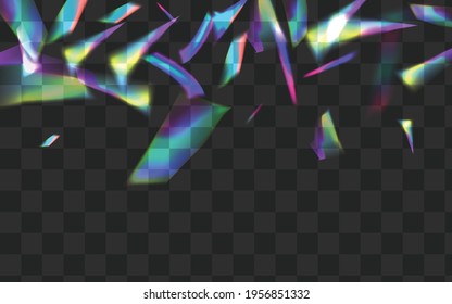 Shine Bokeh Vector Transparent Background. Bright Flare Isolated Branch. Neon Spectrum Cool Brochure. Color Laser Cristal Design.