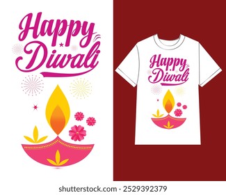 Brilhar brilhante feliz Diwali vibes vetor t camisa design.