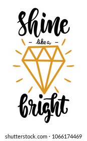 shine bright like a diamond lettering badge