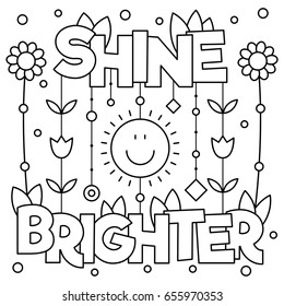 Shine brighter. Coloring page. Vector illustration.