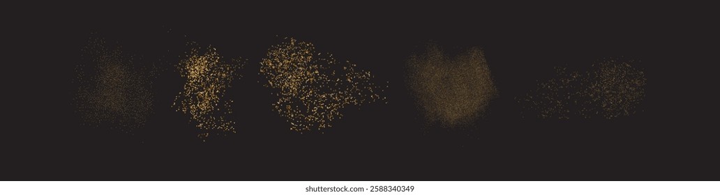 shine chaotic Texture Set overlays elements of design. Sparkling gold glitter confetti celebration splatter texture. 