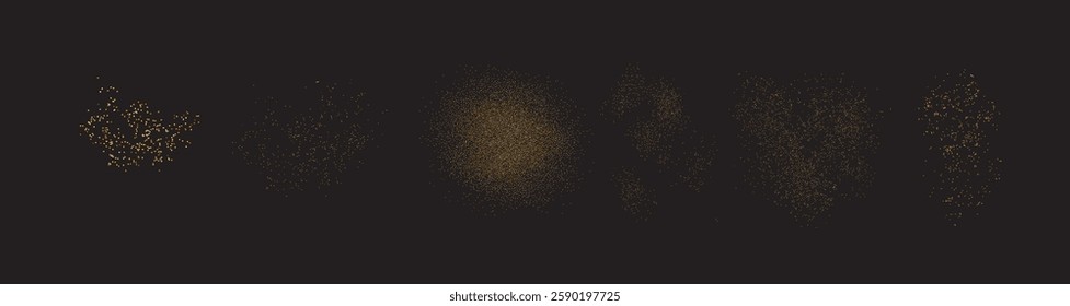 shine chaotic Texture Set overlays elements of design. Sparkling gold glitter confetti celebration splatter texture. 