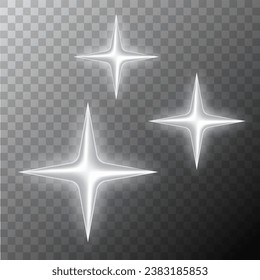 Brilla y estrellas limpias. elemento de diseño vectorial 3D. Aislado sobre un fondo transparente. 