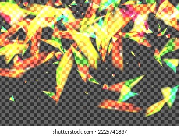 Shine Confetti Background Transparent Vector. Particle Flash Wallpaper. Orange Gradient Card. Bright Dark. Spot Glitz Illustration.