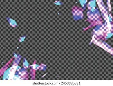 Shine Confetti Background Transparent Vector. Twinkle Dark Wallpaper. Pink Dreamy Design. Violet Sunshine. Element Graphic Texture.