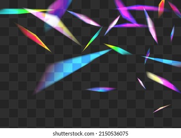 Shine Confetti Vector Transparent Background. Holo Reflection Glint Illustration. Glow Tinsel Cool Design. Light Dreamy Bokeh Wallpaper.