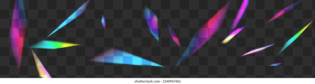 Shine Cristal Vector Transparent Panoramic Background. Glow Flare Realistic Wallpaper. Bright Blur Dreamy Illustration. Hologram Glamour Glitter Backdrop.