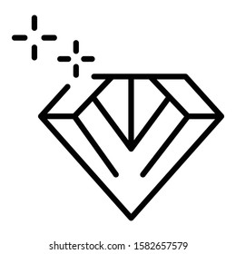 Shine diamond icon. Outline shine diamond vector icon for web design isolated on white background
