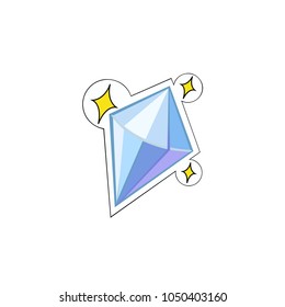 Shine diamond icon vector, blue briliant logo, rich stiker