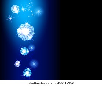 Shine diamonds background with blue lights.