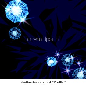 Shine diamonds background with blue lights.
