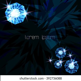 Shine diamonds on dark background. Sparkling diamond or rhinestone. 