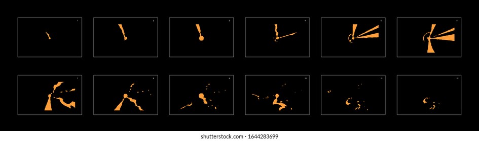 Efecto de animación del polvo de brillantes. cuadro por cuadro de animación clásica hoja de cálculo para juegos, dibujos animados, vídeo, animación o movimiento