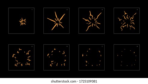 Shine dust effect. Dust explosion animation effect. Animation sprite sheet for games, cartoon or animation. vector style animation effect 1387.