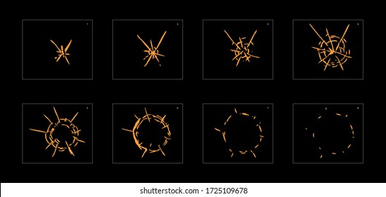 Shine dust effect. Dust explosion animation effect. Animation sprite sheet for games, cartoon or animation. vector style animation effect 1375.