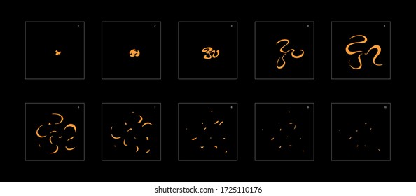 Shine dust effect. Dust explosion animation effect. Animation sprite sheet for games, cartoon or animation. vector style animation effect 1363.