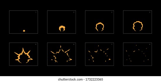 Shine dust effect. Dust explosion animation effect. Animation sprite sheet for games, cartoon or animation. vector style animation effect 1591.