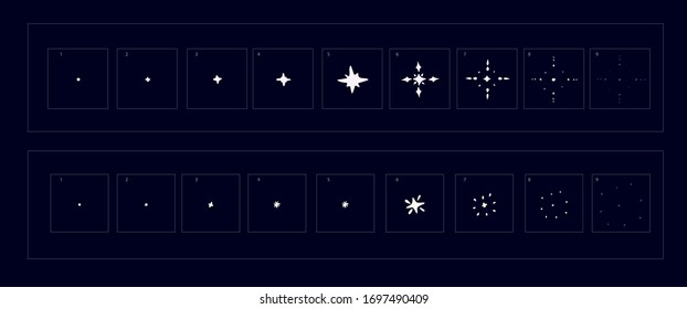 Shine effect animation. frame by frame classic animation sprite sheet for game, cartoon, video, animation or motion, vector