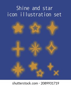 Shine effect and star icon illustration set
