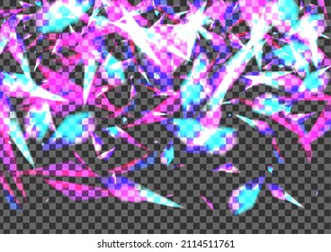 Shine Element Background Transparent Vector. Particle Starburst Texture. Pink Spread Design. Violet Banner. Bokeh Gloss Card.