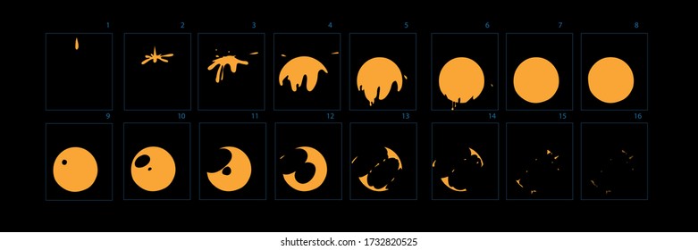 Efecto de explosión de brillantes. Efecto de animación de explosión de veneno de polvo. Animación Ficha Prima para juegos, dibujos animados o animación.-vector